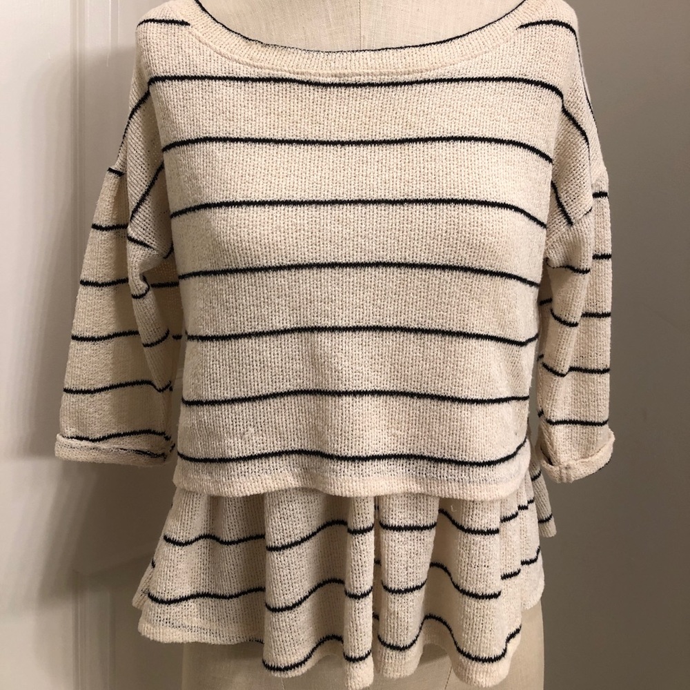 Knit Peplum Bow Blouse